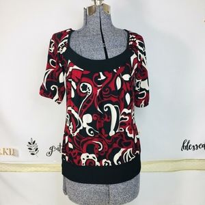 Black and Red Heart Soul Large Top Paisley pattern